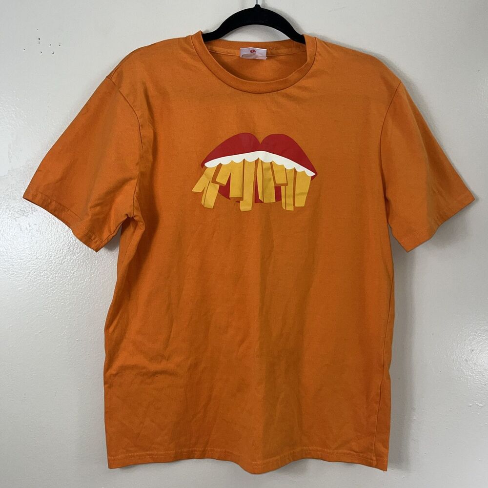 Burger King French Fries Mouth Official T-Shirt Unisex L  Short Sleeves Orange